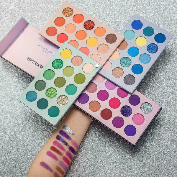 60 COLORS BEAUTY GLAZED Glitter Eyeshadow Palette Pigment Shimmer Metalic F4E0