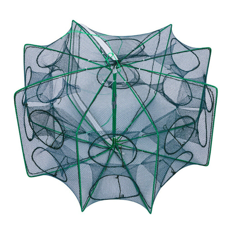 8 Sides 16 Holes Automatic Fishing Net NylonÃ‚Â Crab Fish Trap ShrimpÃ‚Â Cage (F)