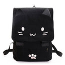 fashion Cute Cat Embroidery Canvas Student bag Cartoons Women Backpack Leis G1R7