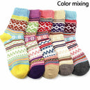 1 Pair Womens Thicken Warm Socks Boho Winter Mid High Retro Socks Random Color