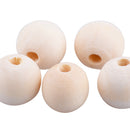 50pcs 16mm Natural Wood Spacer Beads Round Wooden Balls Jewelry Bracelet Making