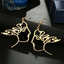 Retro Art Abstract Cutout Face Dangl Drop Earrings Ear Stud Hollow Ear JewelryJR