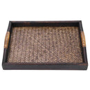 Multi-Functional Wooden Serving Trays With Handle Rectangle Handmade Rattan