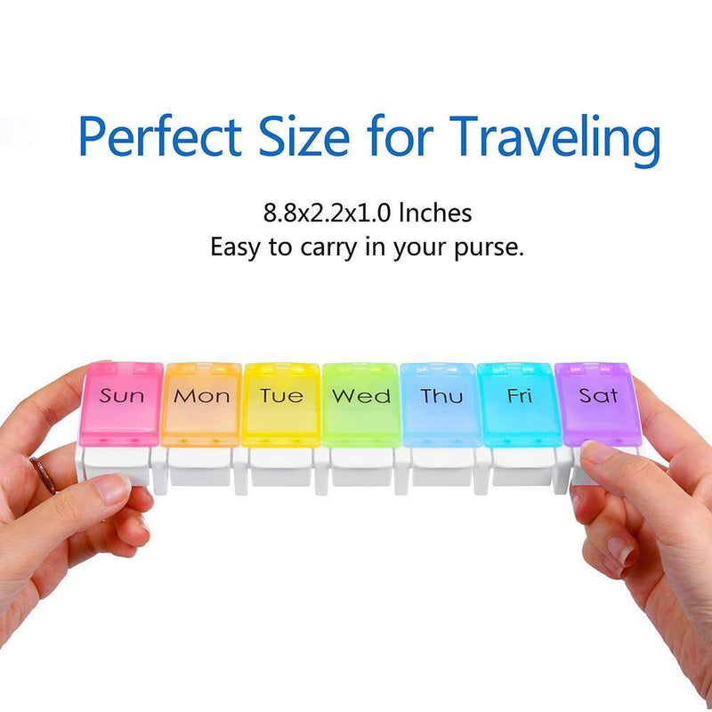 Weekly Pill Organizer 7 Days Press Button Tablet Pill Box Case Container hv2n