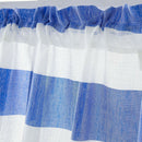 2Pcs Blue_74x60cm Stripe Half Tier Curtain Bathroom Short Curtain