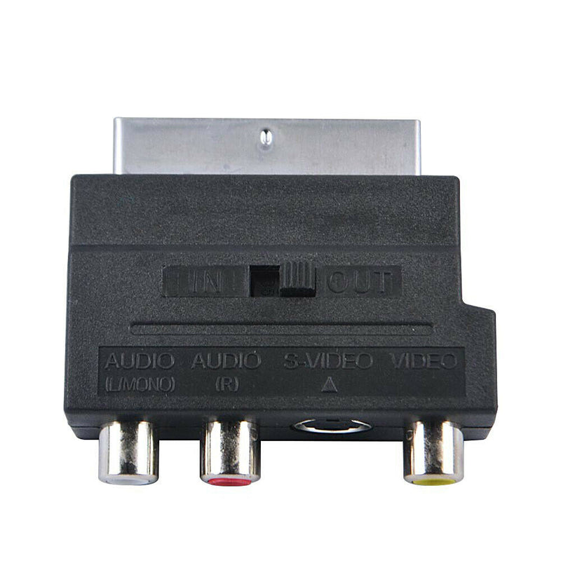 21 Pins SCART 3RCA S-Video Audio Video Adapter Converter with In/Out Switch NEW