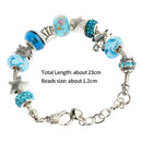 Fashion Women Shell Blue Crystal Glass Beads Chain Bangle Bracelet Wristband