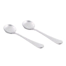 Solid Polished Stainless Steel Set of 2 Round Soup Spoons I1L9
