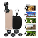Universal 5 in 1 Clip-on Fisheye+Wide Angle+Macro+ Telephoto+ Polarizer Lens Set