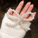 Girl Pearls Bowknot Barrette Korean Women Fringe Hair Clip Ponytail Headwear