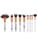 10pcs/Set Marble Handle Professional Makeup Brushes Portable Travel Face Beauty