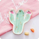 1Pc Cactus Ceramic Sauce Dessert Dish Plate Decorative Jewelry Holder Stora