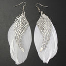 Beauty Fashion Jewelry Alloy Ear Stud White Feather Wing Dangle Earring Lady Pro