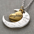 Necklace Fashion Women Elegant Love Moon Letters Daughter Crystal Pendant N