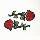 2pcs Red Rose Flower Embroidery Sew/Iron on Applique Patch for Garment Decor