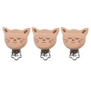 3 Pack Baby Pacifier Chain Clip Pacifier Clip Wooden Clips 42x48mm kitty
