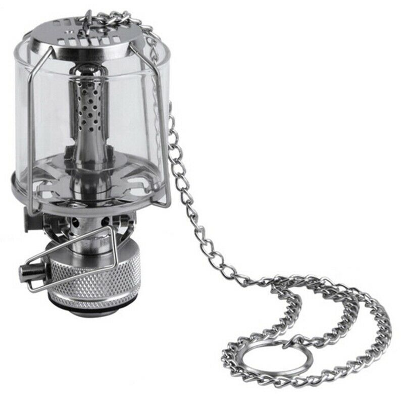 Outdoor Camping Lantern Portable Gas Light Tent Lamp Torch Hanging Glass La