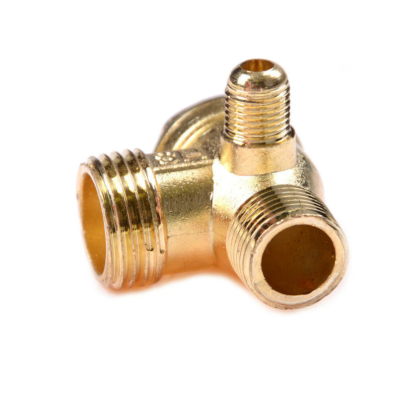 Air Compressor 3-Port Brass Male Threaded Check Valve Connector Tool A Cy