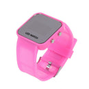 Pink Luxury Sport Style LED Digital Watch Mirror Surface Silicone for Lady