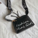 Women PU Leather Shell Wide Shoulder Strap Crossbody Messenger Bag (Black)
