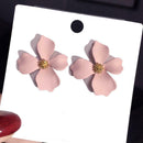 Korean Girls Flower Ear Stud Casual Women Sweet Earrings Jewelry (Pink) A