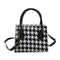 Retro Plaid Shoulder Crossbody Bag Women PU Portable Totes Handbags (Black) A