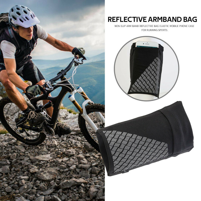 For Outdoor Night Jogging Armband Bag Reflective Elastic Arm Band Phone Case