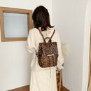 Fashion Leopard Women Backpack Retro PU Leather Shoulder Schoolbag (Yellow) A