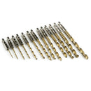 13pcs High Speed Steel Titanium Coated Drill Bit Set Hex Shank 1.5-6.5mm Wo