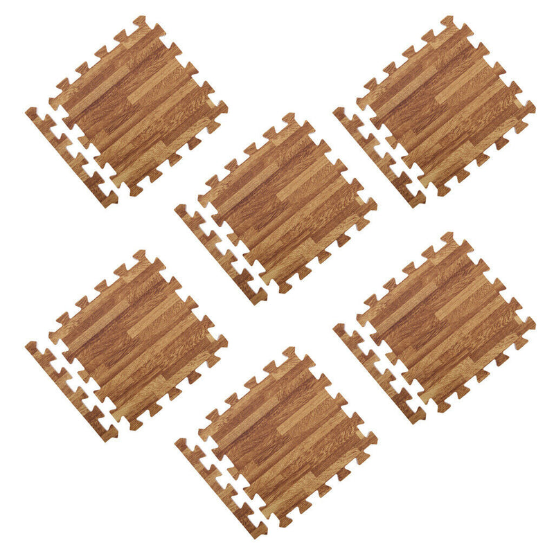 18Pcs Dark Wood Effect Foam Mats Interlocking Tiles Floor Protection 30x30cm