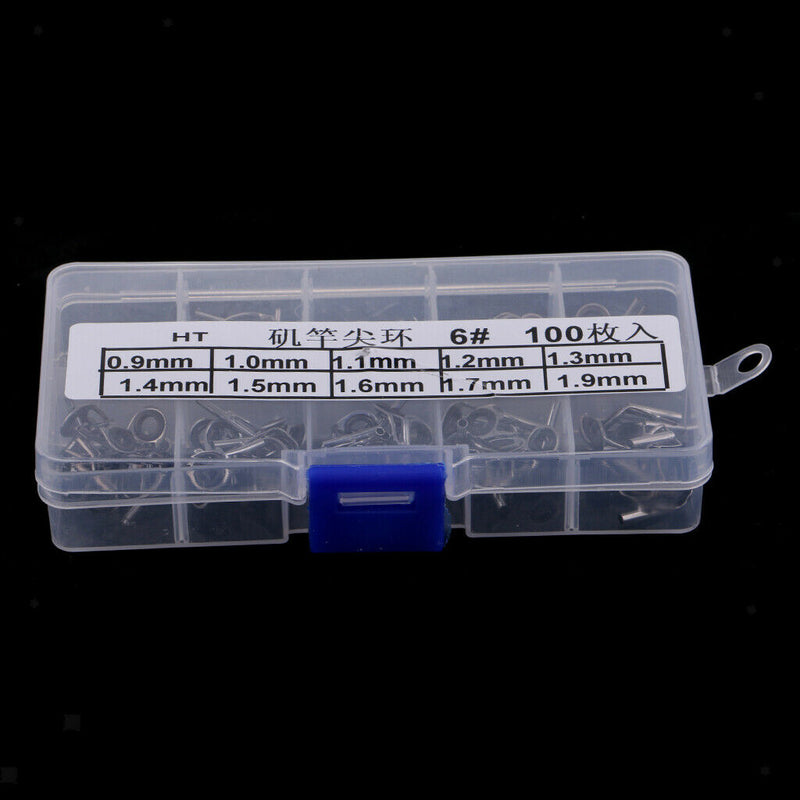 100pcs Fishing Top Rings DIY Pole Repair Kit Line Guides Eyes 0.9mm/ 1.0mm/