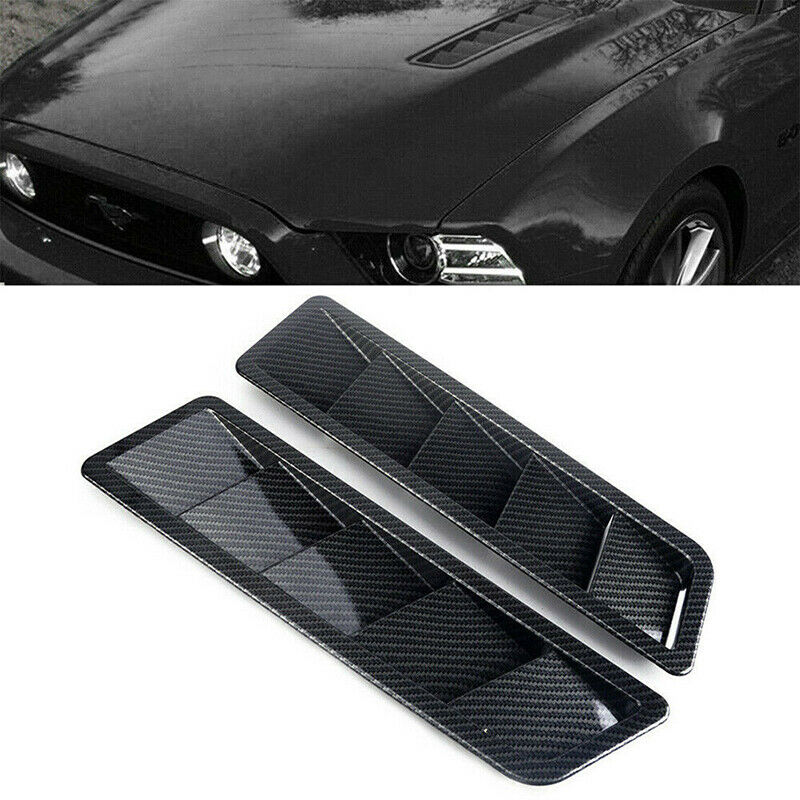 2PCS Universal Carbon Fiber Look Style Hood Vent Louver Cooling Panel Trim  3C