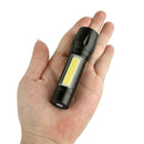Rechargeable XPE+COB LED Flashlight Torch Outdoor 3 Modes Waterproof Penlight