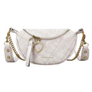Fashion Leather Crossbody Bags Women Chain Shoulder Travel Handbag (Beige)