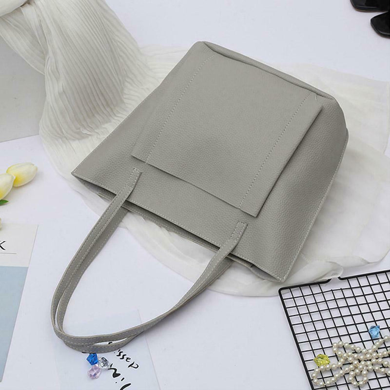 4pcs/set Shoulder Handbags Leather Women Crossbody Clutch Card Bags (Grey)