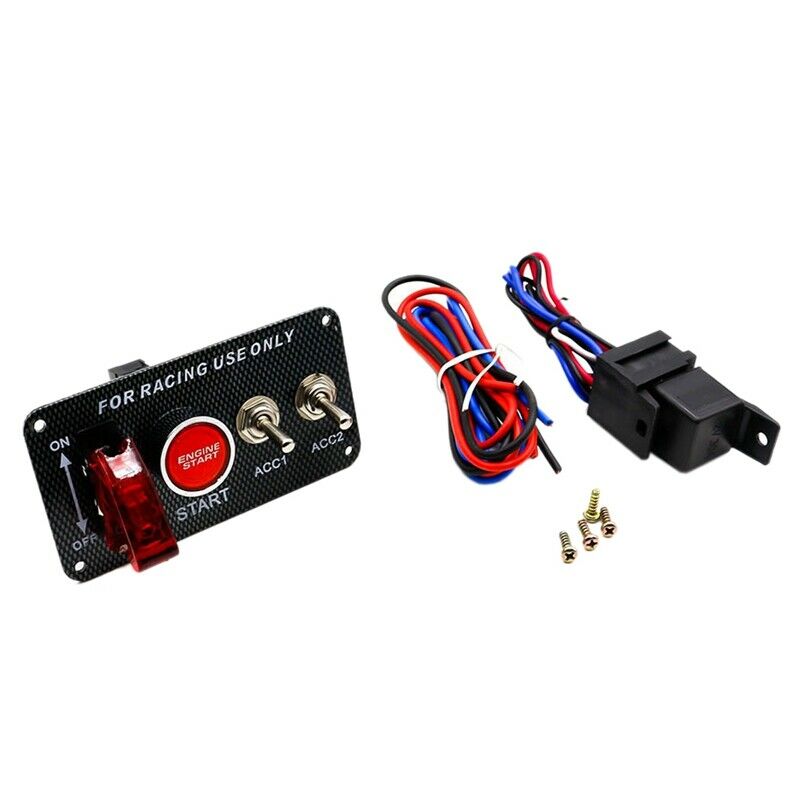 12V Carbon Fiber Panel Racing Engine Start Button Ignition Switch Panel LED R7D6