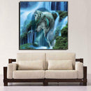 Waterfall Wolf 5D Diamond DIY Painting Kit Home Decor Craft 35 X 35cm