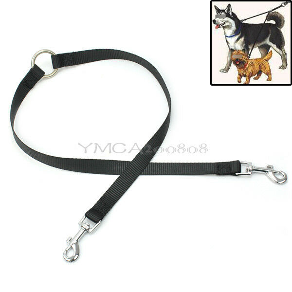 Strong Dual Coupler Pet Necklace 1 Lead 2 Way Nylon Metal Leash Easy Dogs Walk