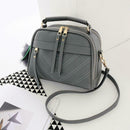 Pure Color Hair Ball Pendant Shoulder Handbags Women Crossbody Bags (Grey)