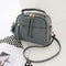 Pure Color Hair Ball Pendant Shoulder Handbags Women Crossbody Bags (Grey)