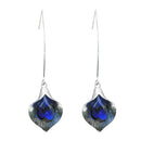 Flower Crystal Long Drop Earrings Creative Metal Ear Hook for Women Jewelry