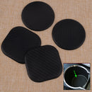 2Pcs Round/Square Carbon Fiber Texture Vehicle Water Cup Slot Non-Slip Mat 6.3cm