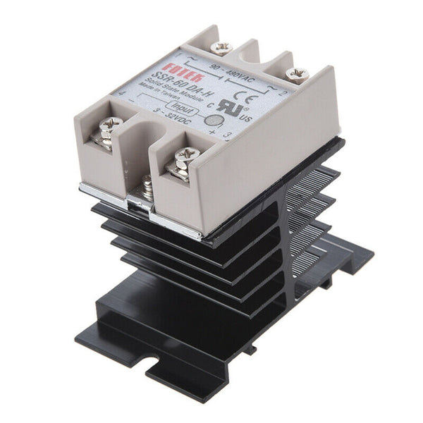 DC to AC SSR-60DA-H AC 90--480V 60A Single Phase Solid State Relay + Heat S U8L4