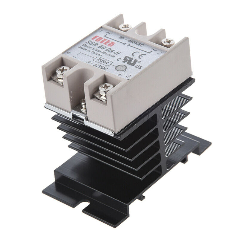 DC to AC SSR-60DA-H AC 90--480V 60A Single Phase Solid State Relay + Heat S U8L4