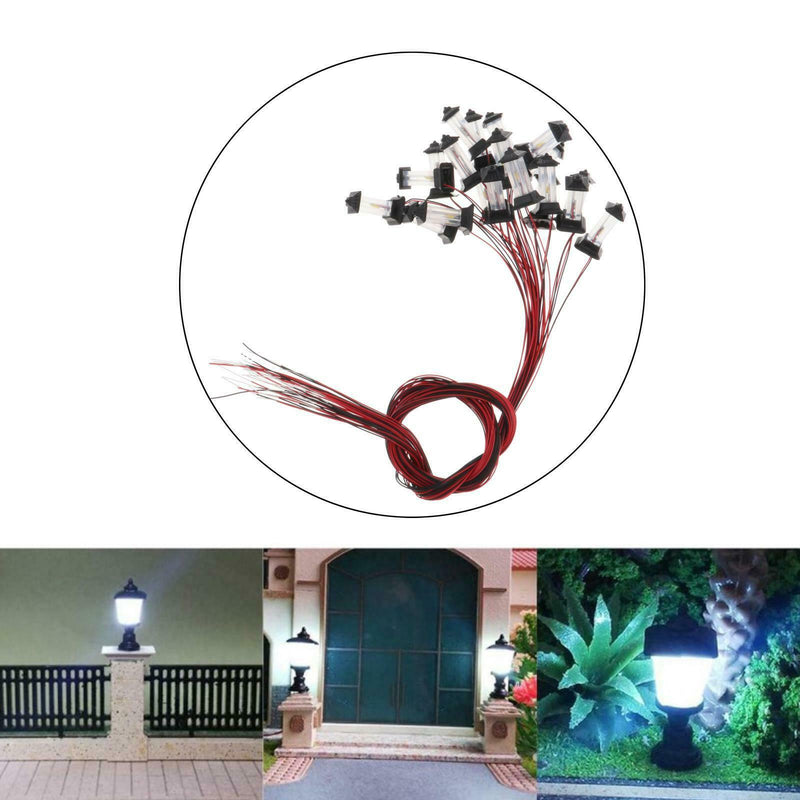 20pcs Mini Lawn LED Light Train Railway Landscape Lamppost 1:100 1:500 Gauge
