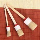 3pcs Natural Boar Bristle Wooden Bath Cleaning Brush for Car Wheels Interio