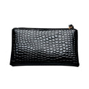 Retro Crocodile Leather Women Clutch Bag Zipper Purse Solid Handbag (Black)