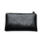 Retro Crocodile Leather Women Clutch Bag Zipper Purse Solid Handbag (Black)