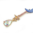 Japan Cute Blue Star Moon Drop Earrings Geometric Long Dangle Earrings for Women