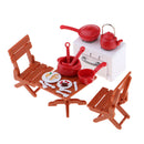 1:12 Modern Plastic Picnic Stove, Pot, Table and Chairs Furniture Fairy Garden